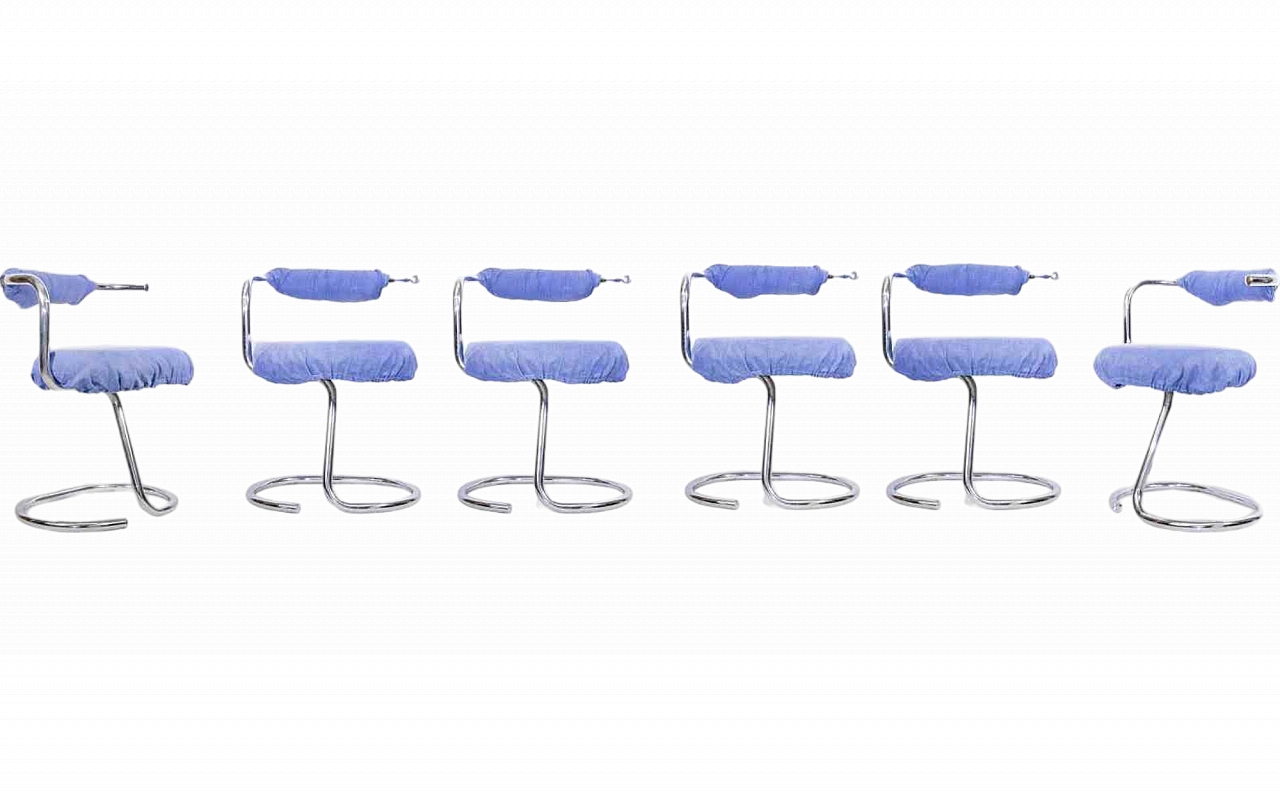 Cobra Chairs by Giotto Stoppino in light blue, 1960s-1970s 5