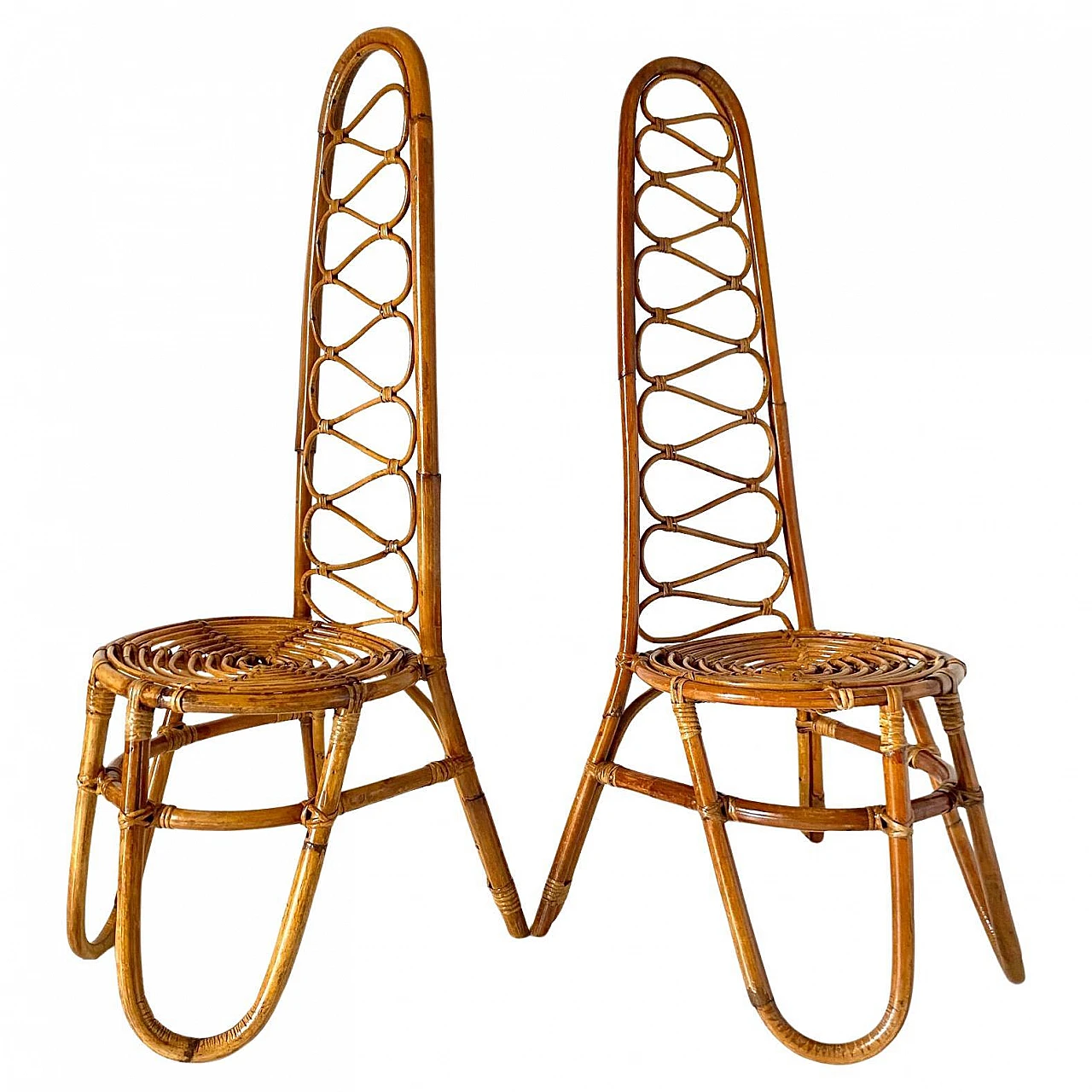 Pair of bamboo chairs from the 1960s, designed by Bonacina 1