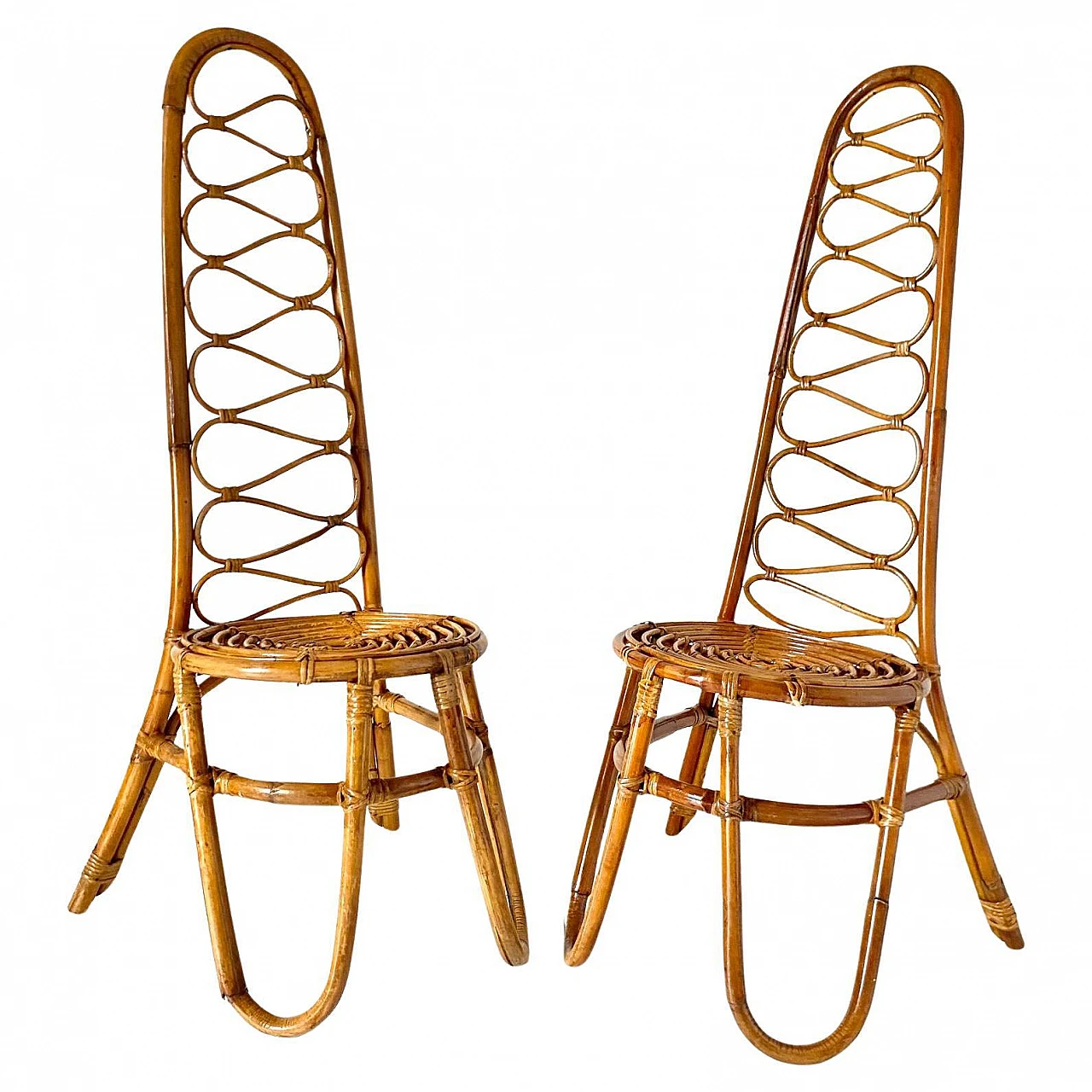 Pair of bamboo chairs from the 1960s, designed by Bonacina 2