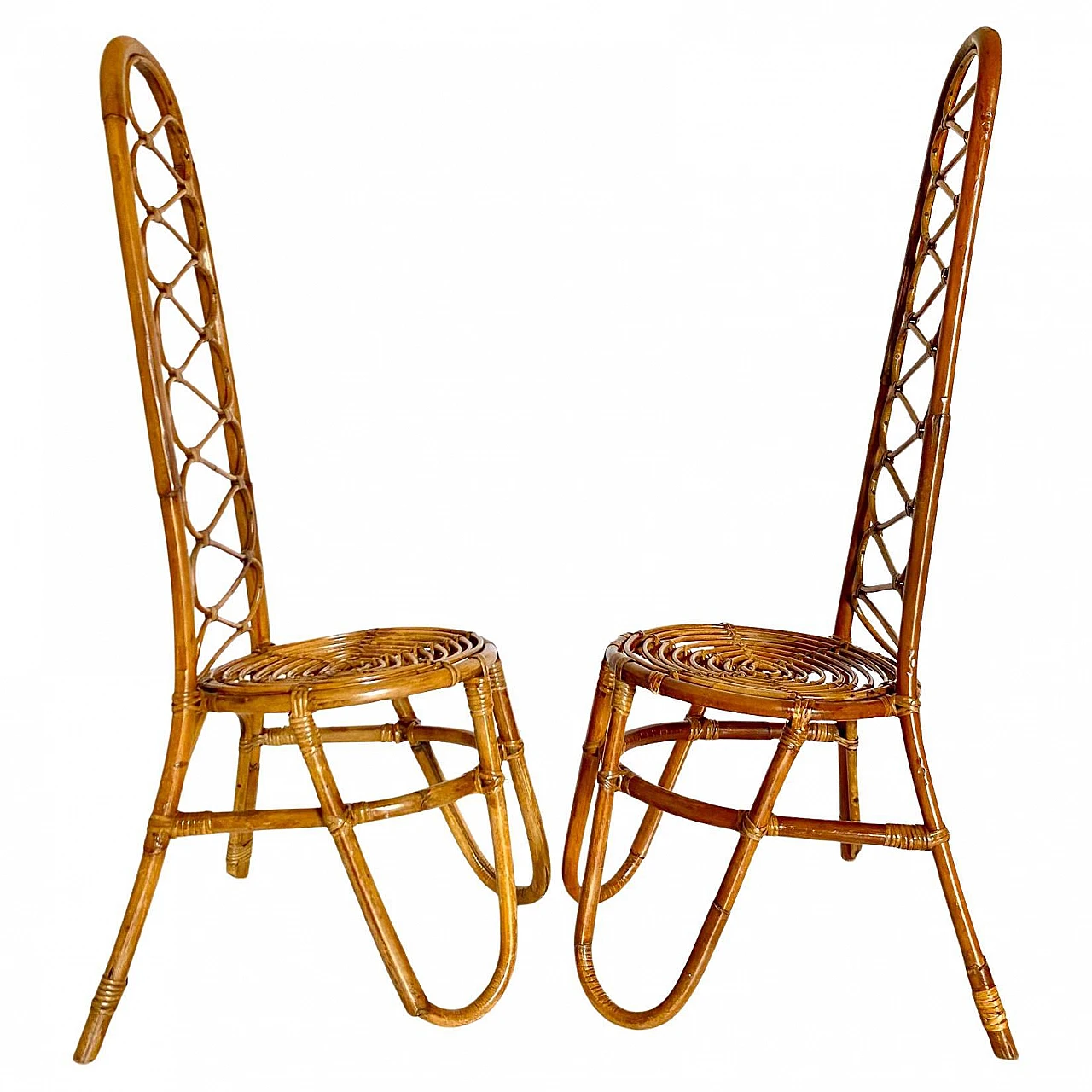 Pair of bamboo chairs from the 1960s, designed by Bonacina 3