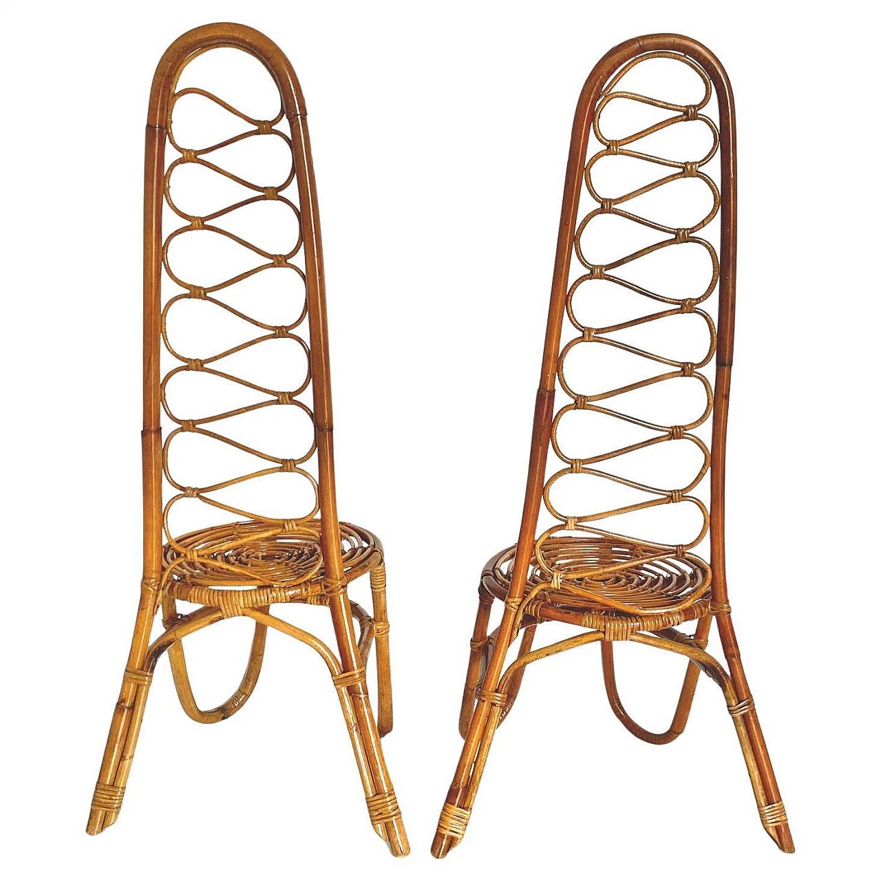 Pair of bamboo chairs from the 1960s, designed by Bonacina 4