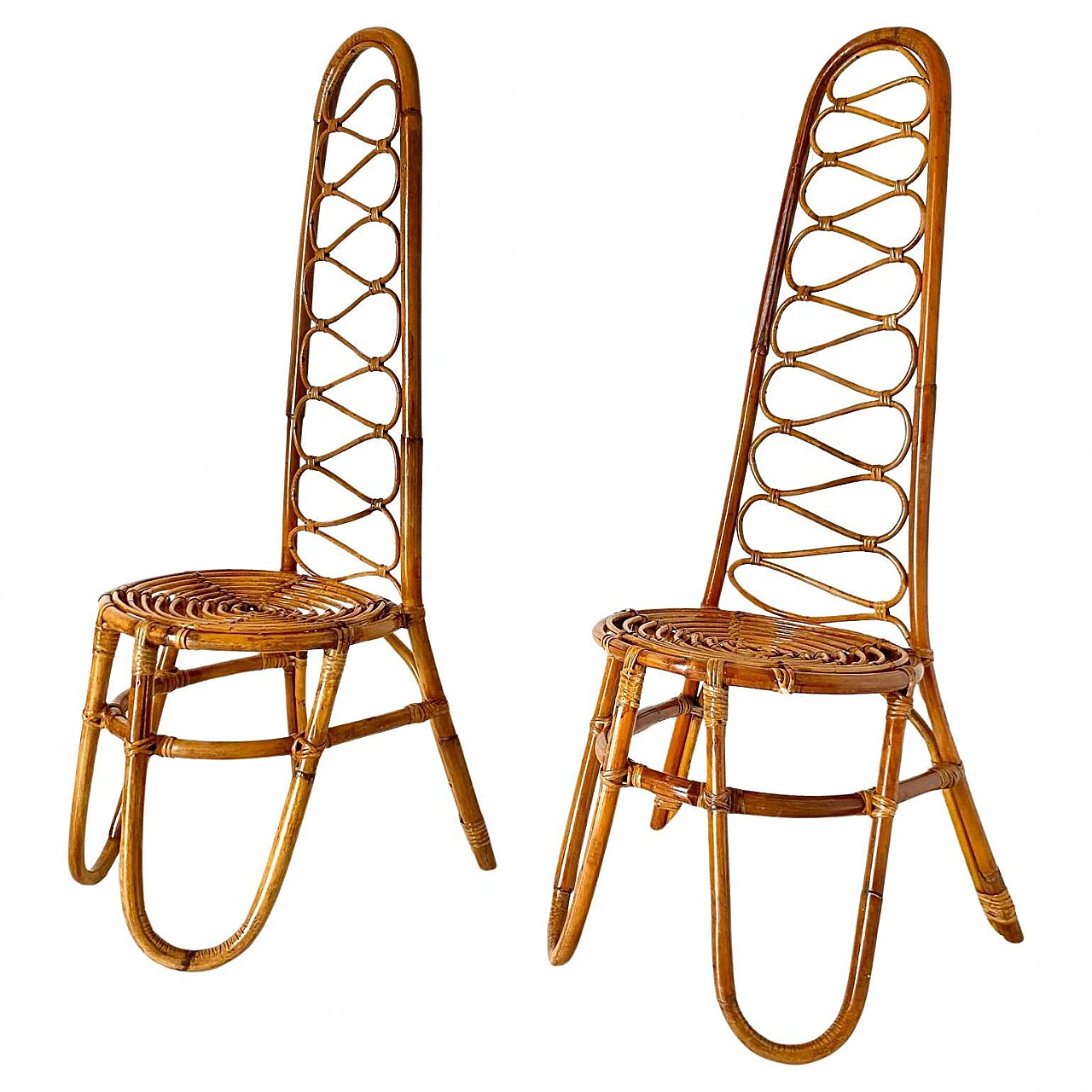 Pair of bamboo chairs from the 1960s, designed by Bonacina 5