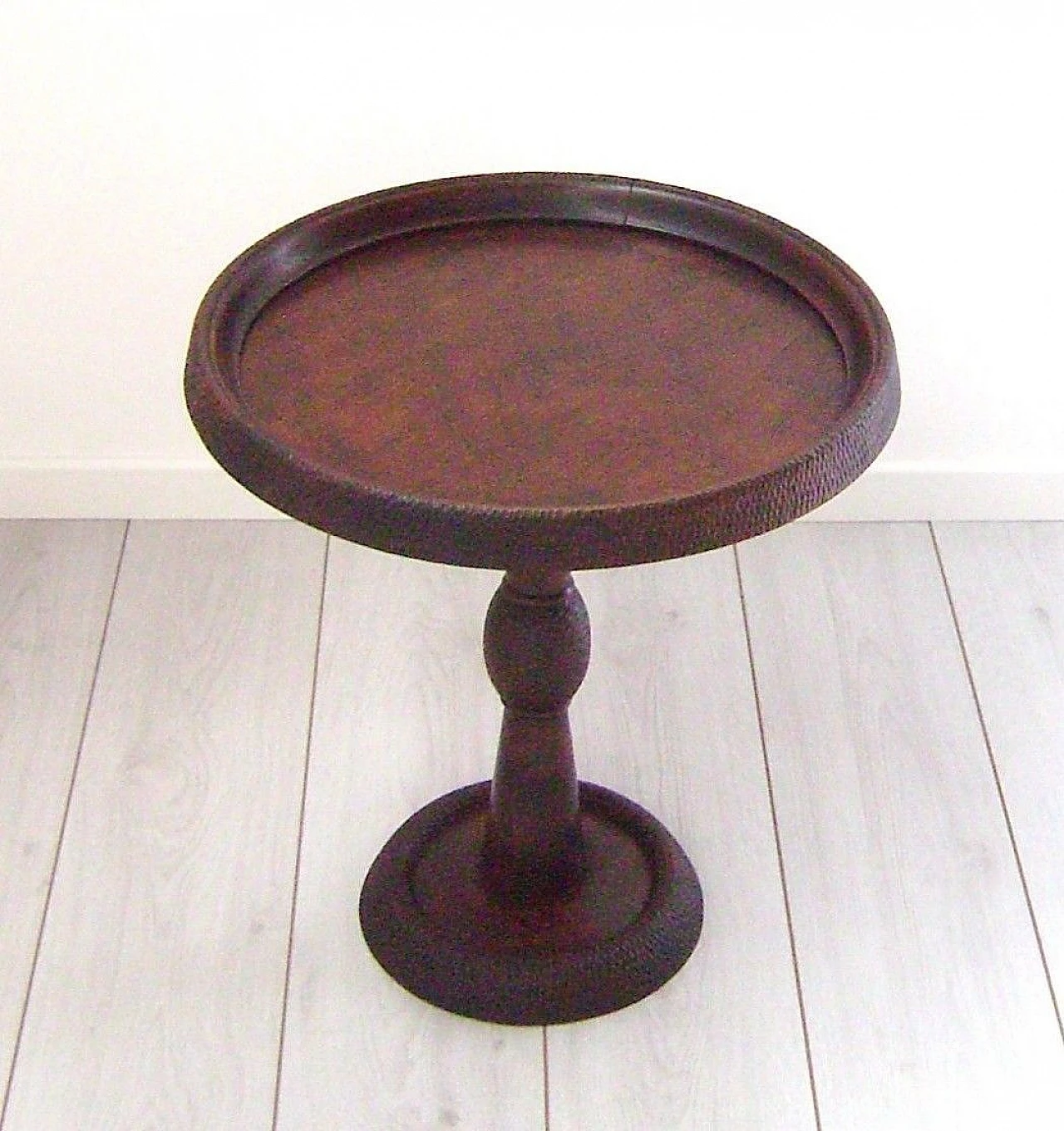 Round geometrical beech wood side table, 1930s 2