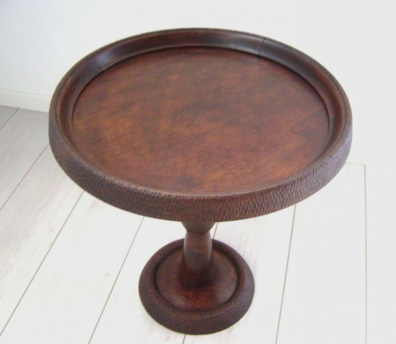 Round geometrical beech wood side table, 1930s 4