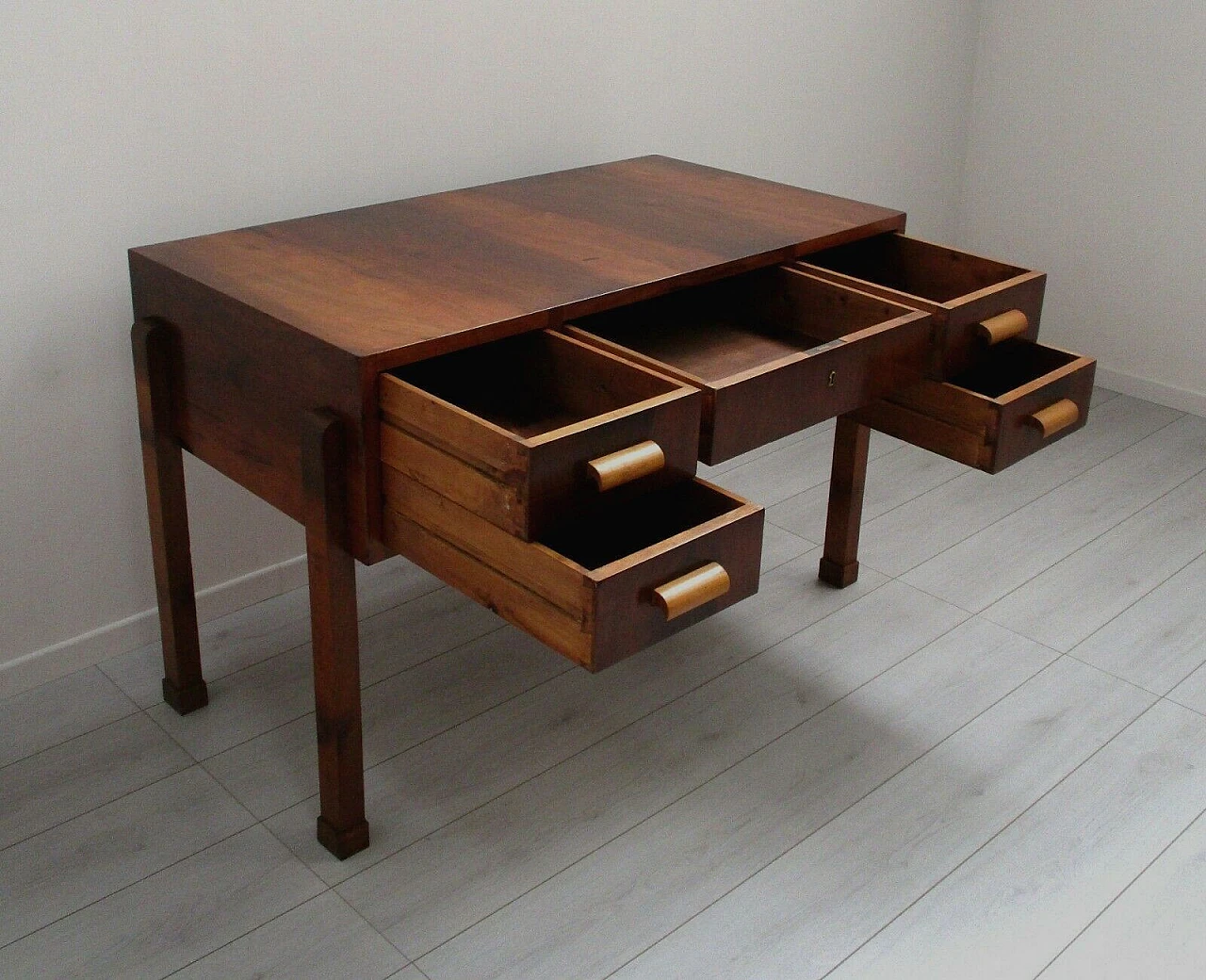 Art Deco walnut desk,  early 20th century 6