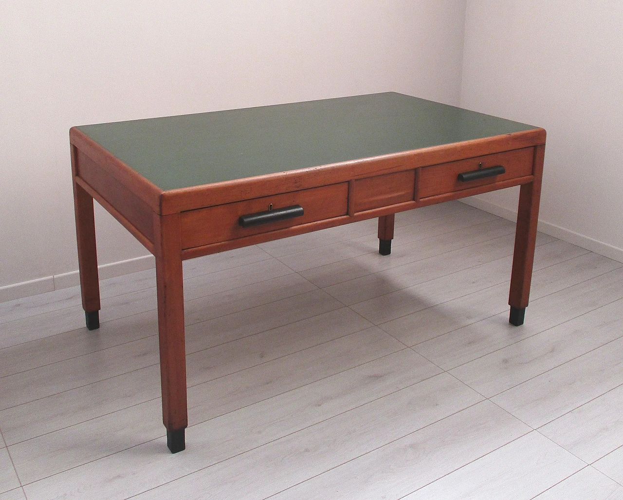 Ministerial office desk in beech wood with green top, 1940s 1