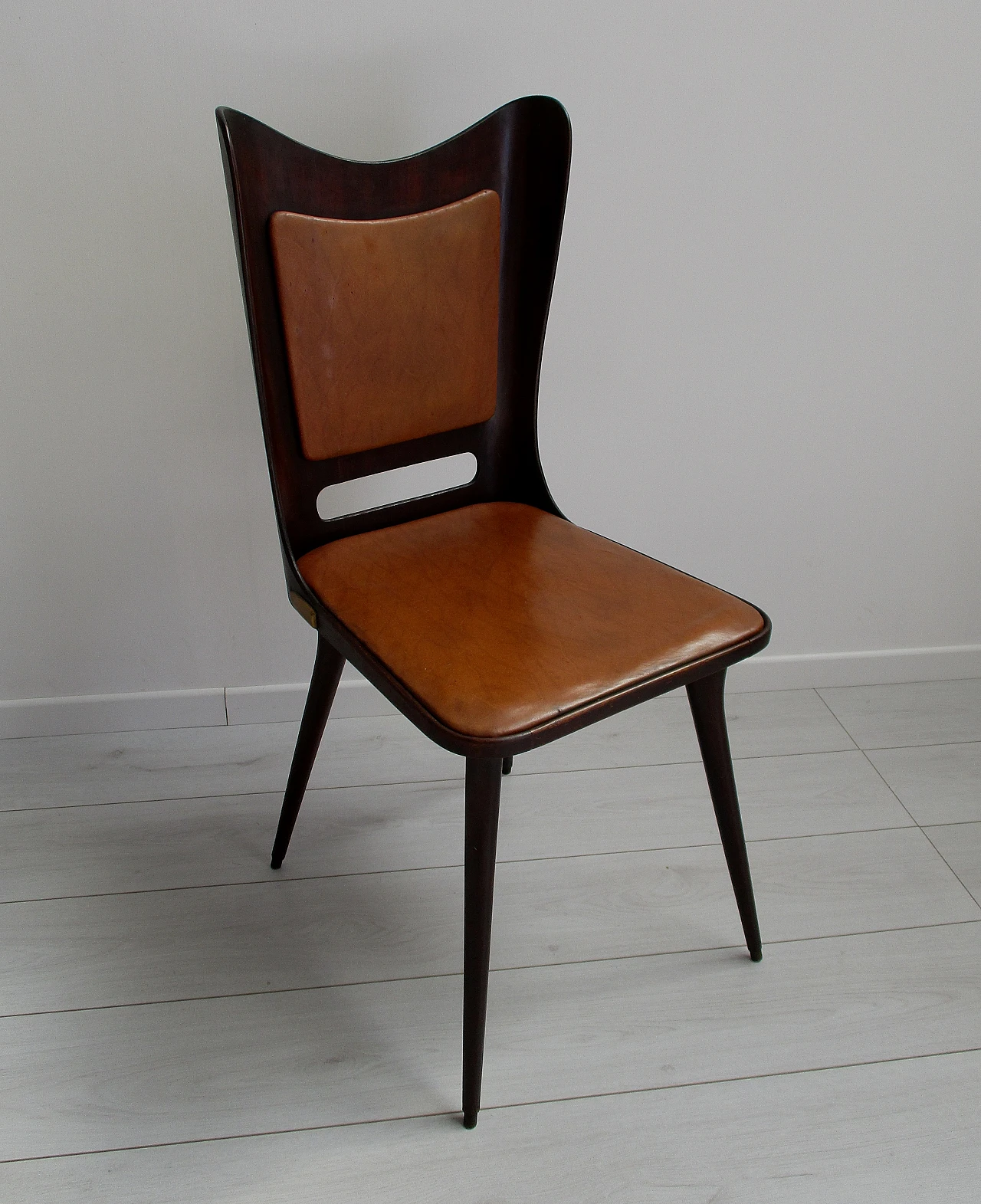 Mario Asnago chair in rosewood and leatherette, 1950s 1