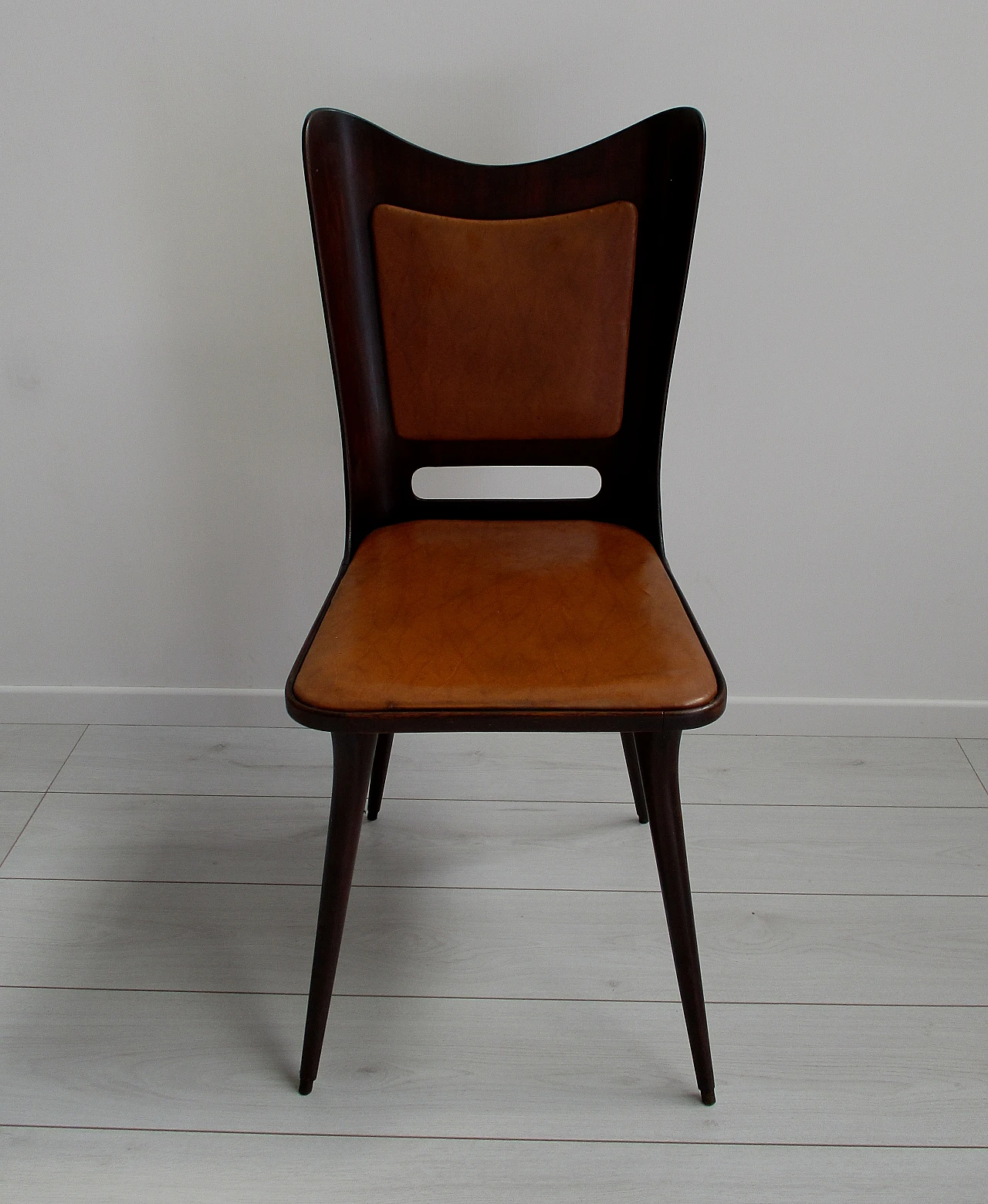 Mario Asnago chair in rosewood and leatherette, 1950s 2