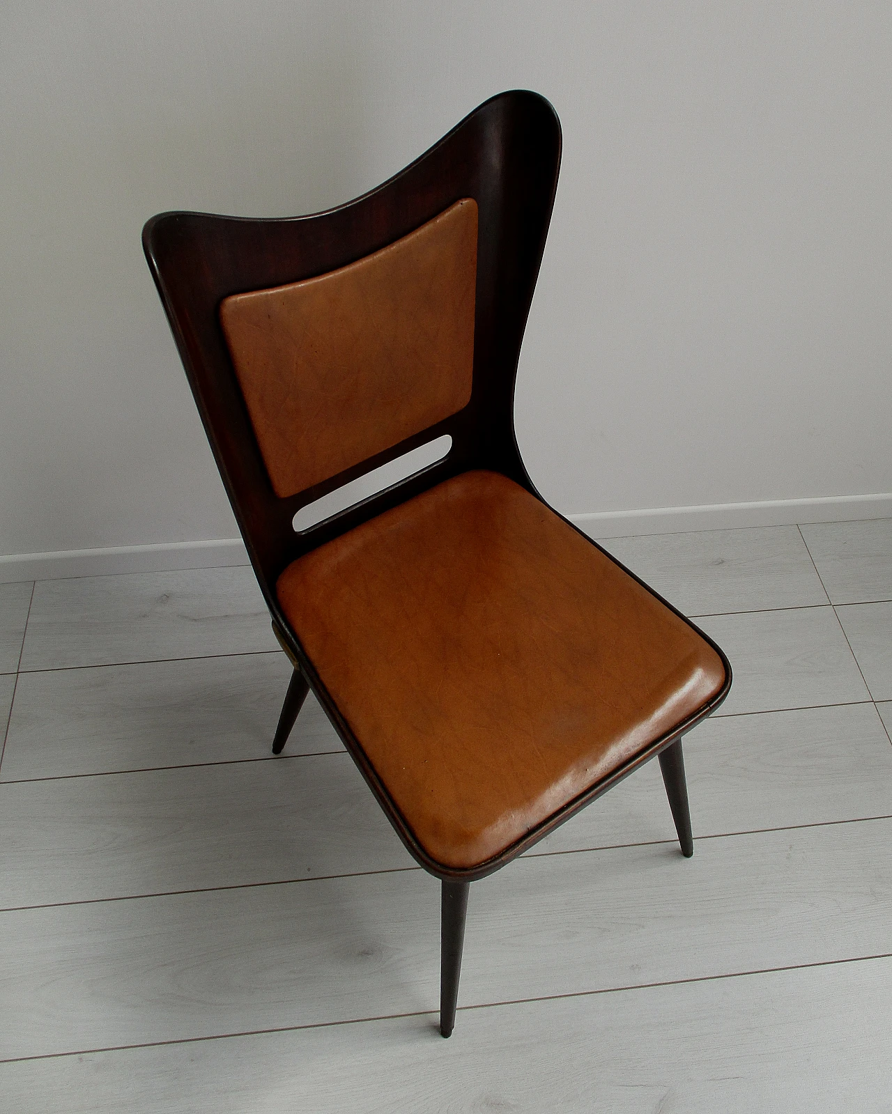 Mario Asnago chair in rosewood and leatherette, 1950s 4