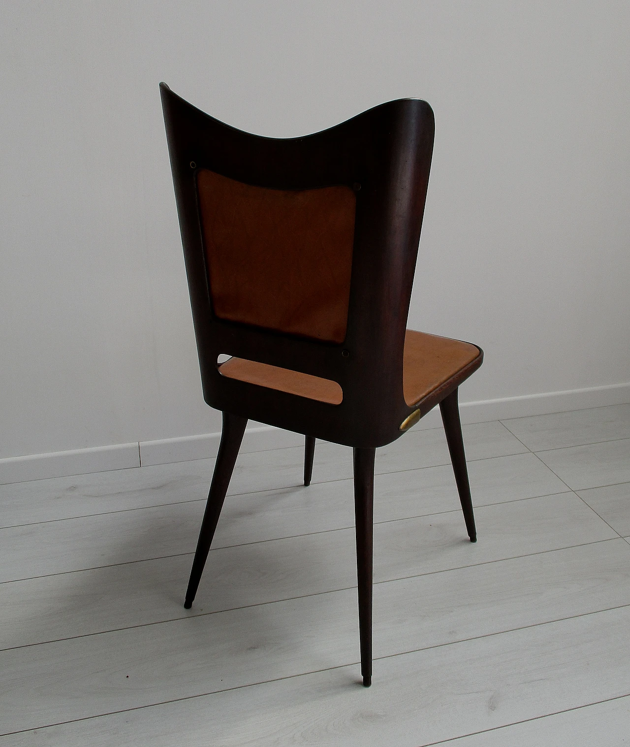 Mario Asnago chair in rosewood and leatherette, 1950s 5