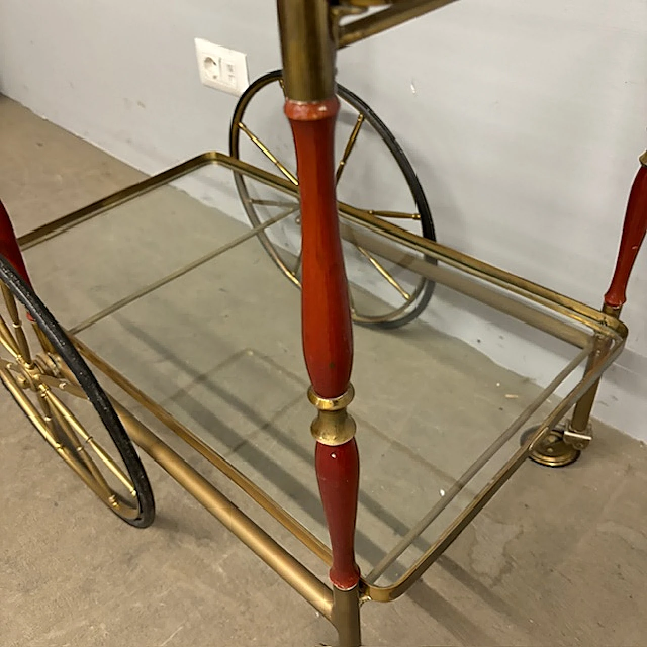 Carrello di Cesare Lacca ottone e rosso, anni '50 7