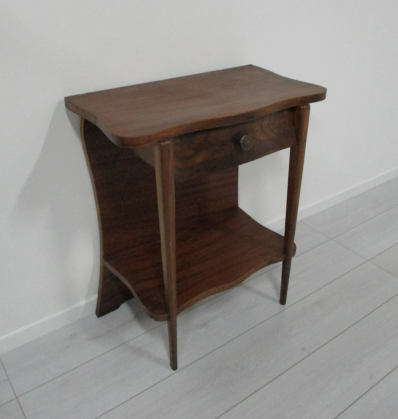 Side table with Philips music turntable in oak wood, 1950s 2