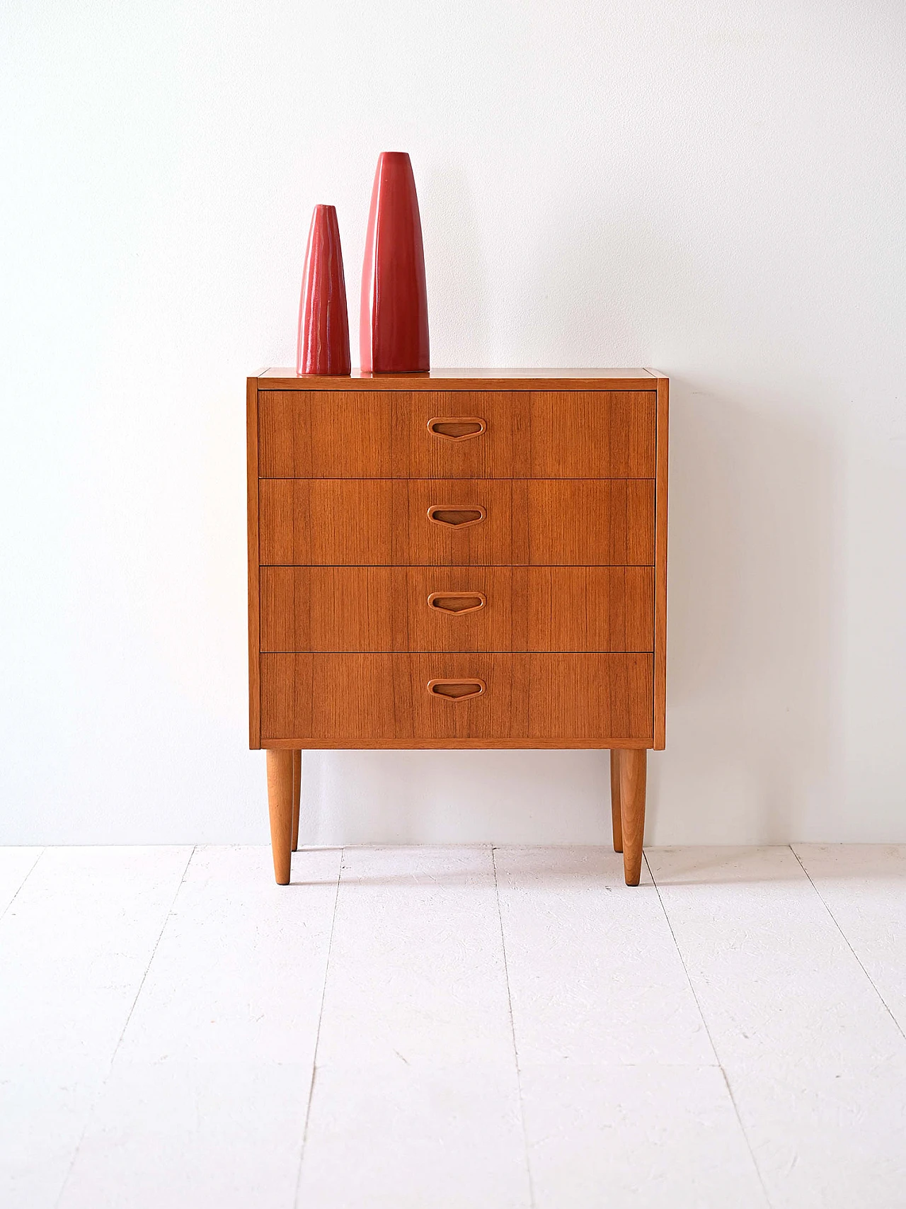 Scandinavian bedside table with drawers, 60s 2