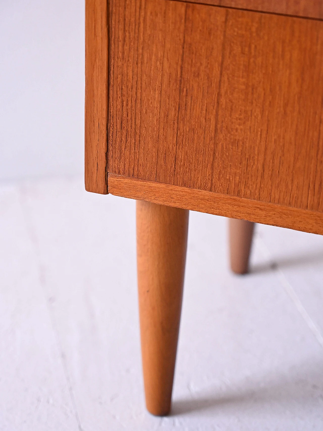 Scandinavian bedside table with drawers, 60s 7