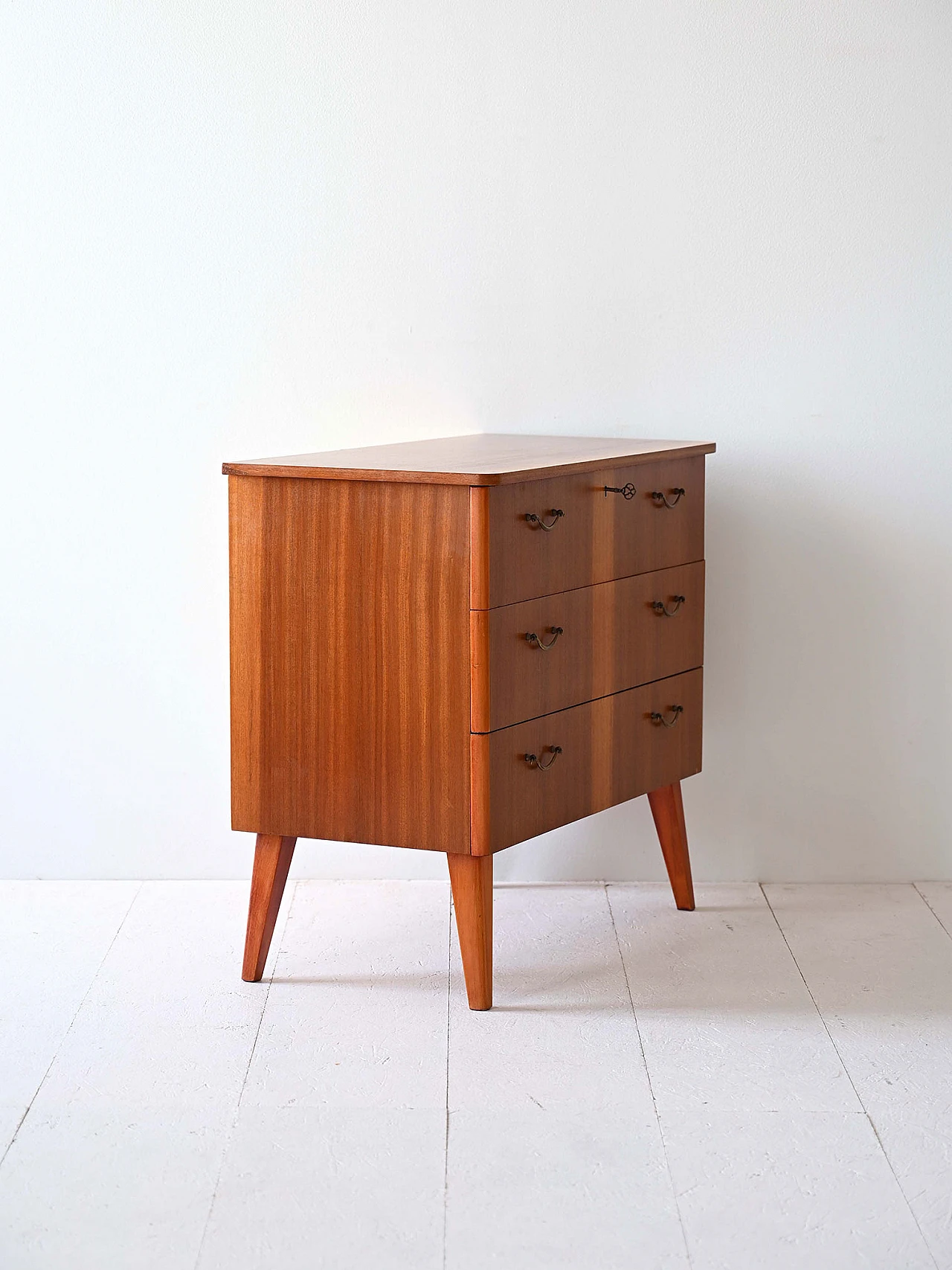 Chest of drawers with metal handles, 60s 3