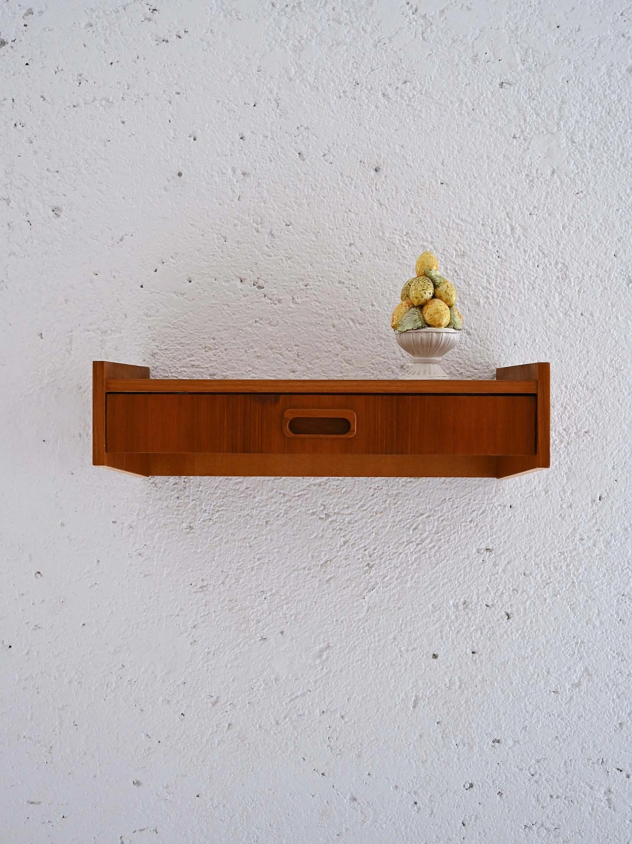 Suspended teak bedside table 1