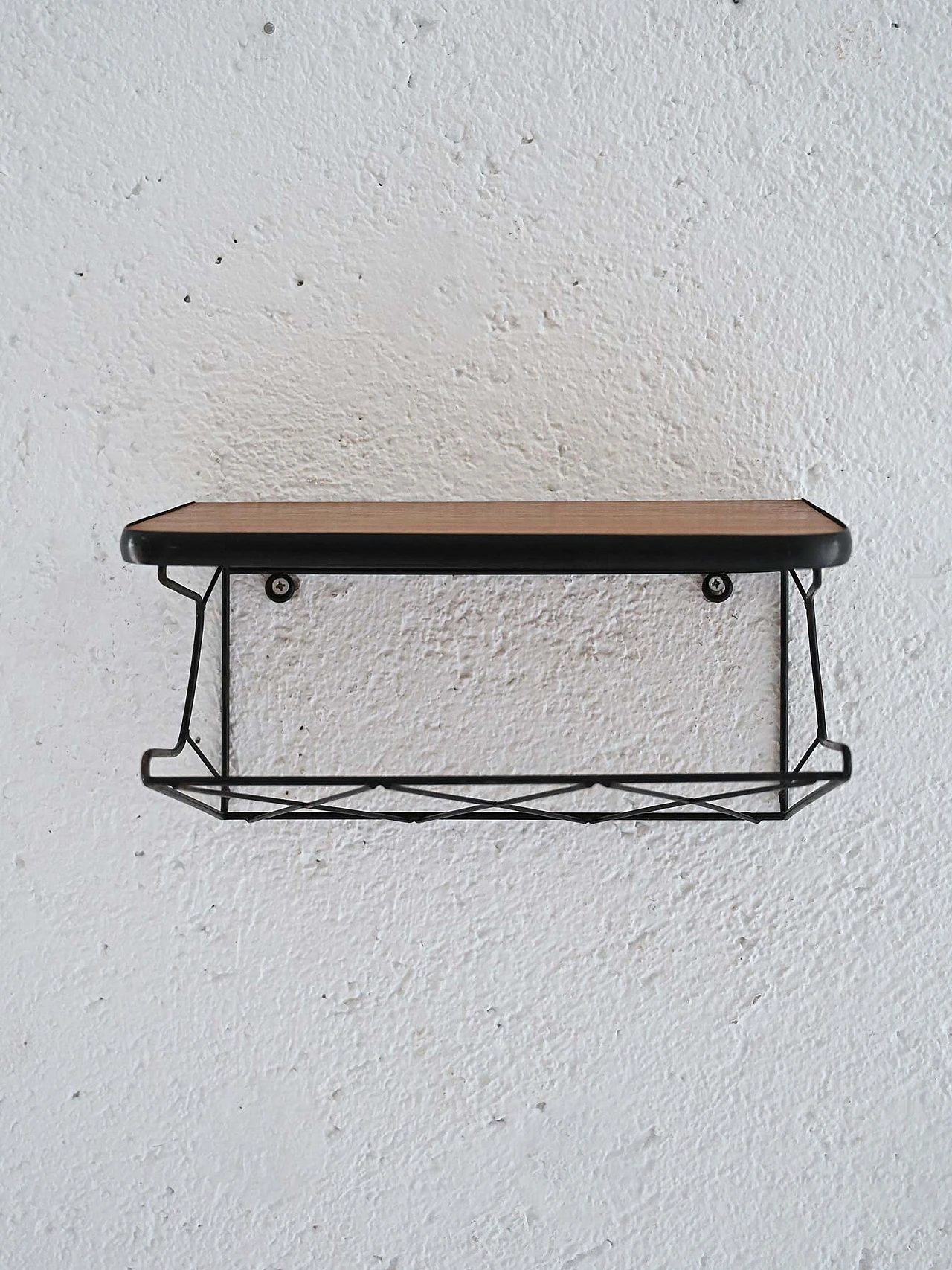 Suspended bedside table in teak and metal 2