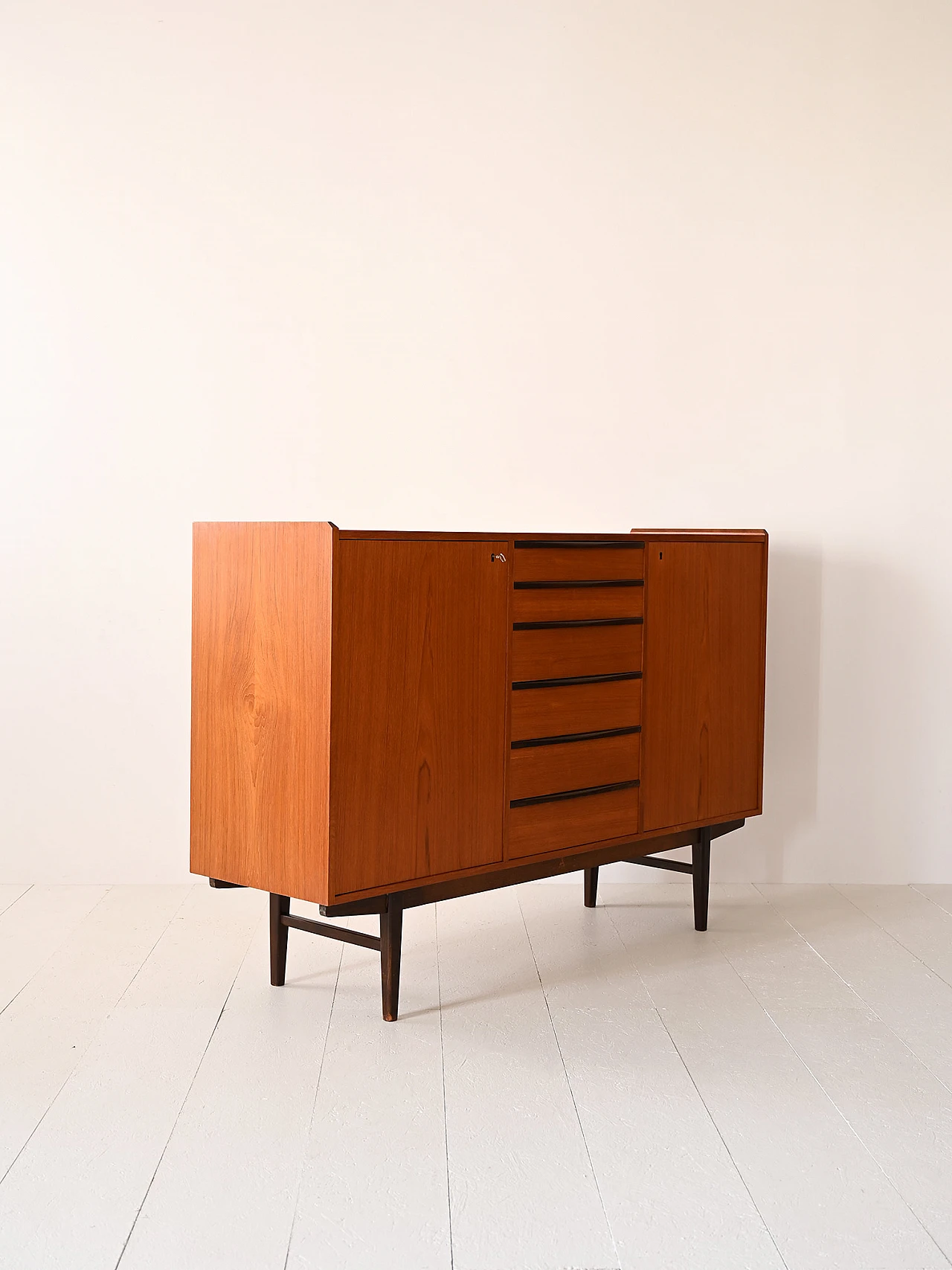 Scandinavian teak highboard, 1950s 4