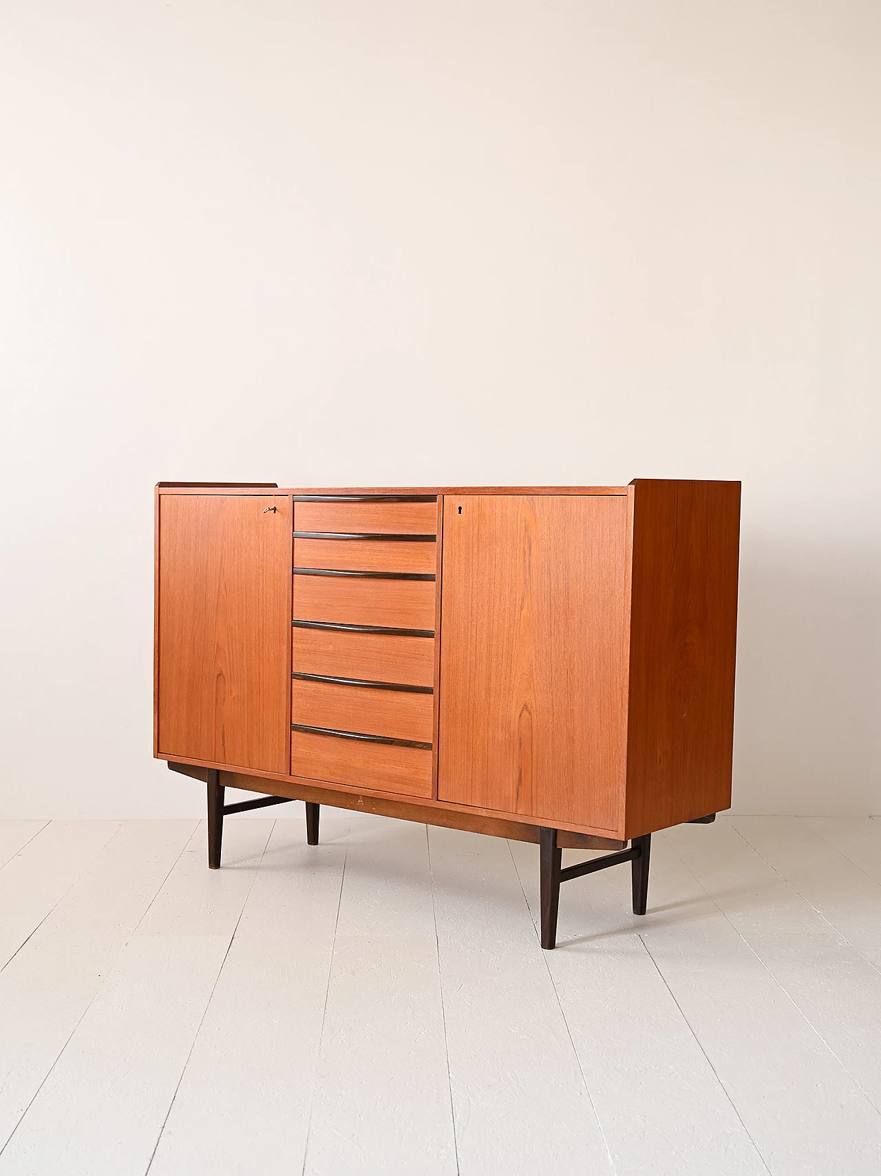 Scandinavian teak highboard, 1950s 5