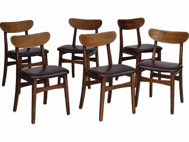 6 danish chairs, solid oak wood, 1960s