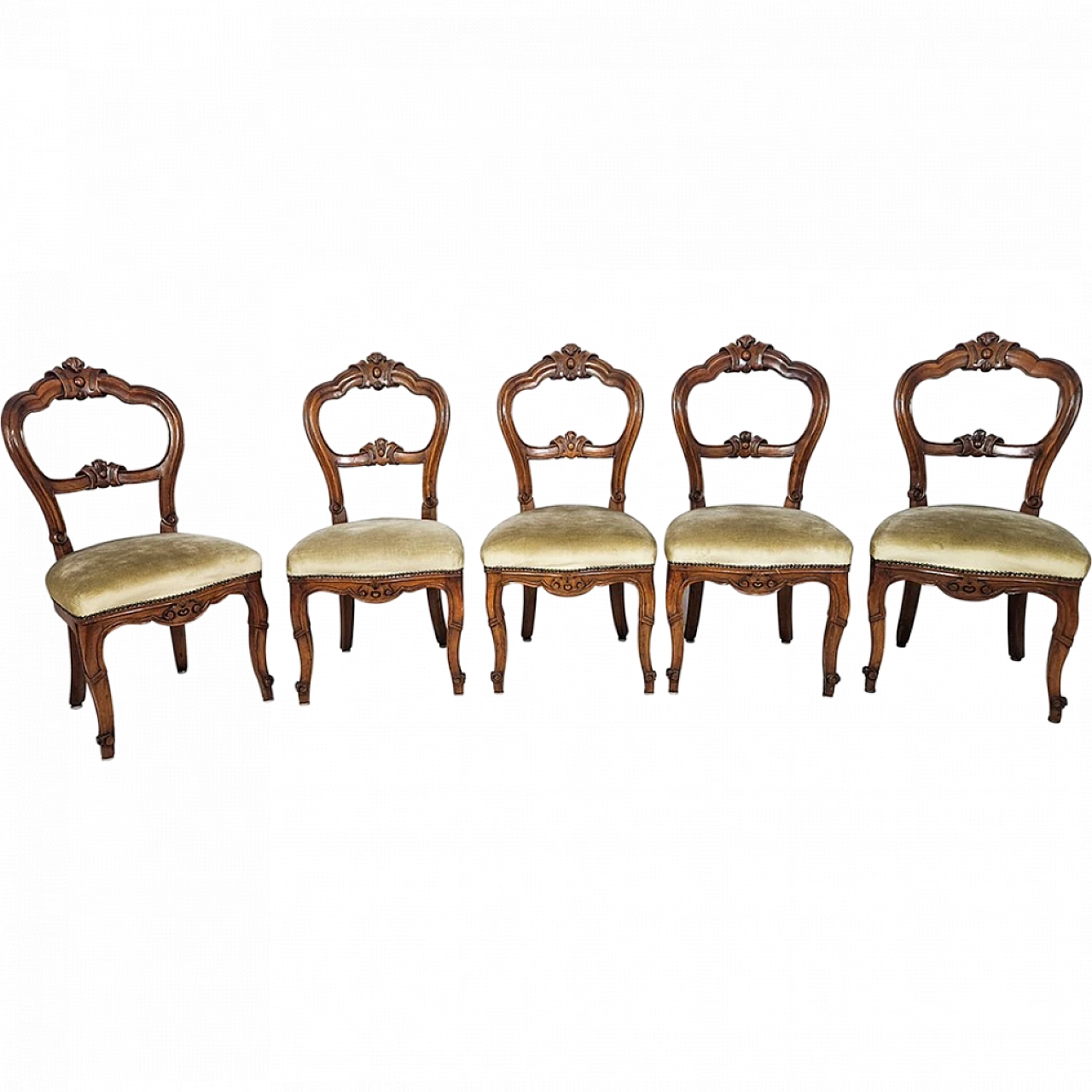 5 Louis Philippe style wooden chairs, 1960s 12