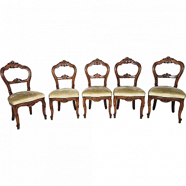 5 Louis Philippe style wooden chairs, 1960s