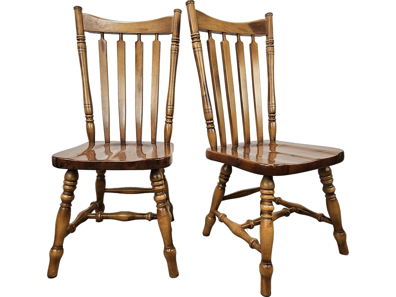 Pair of rustic wooden chairs, 80s 18