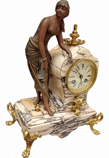 Parisian table clock in marble, late 19th century