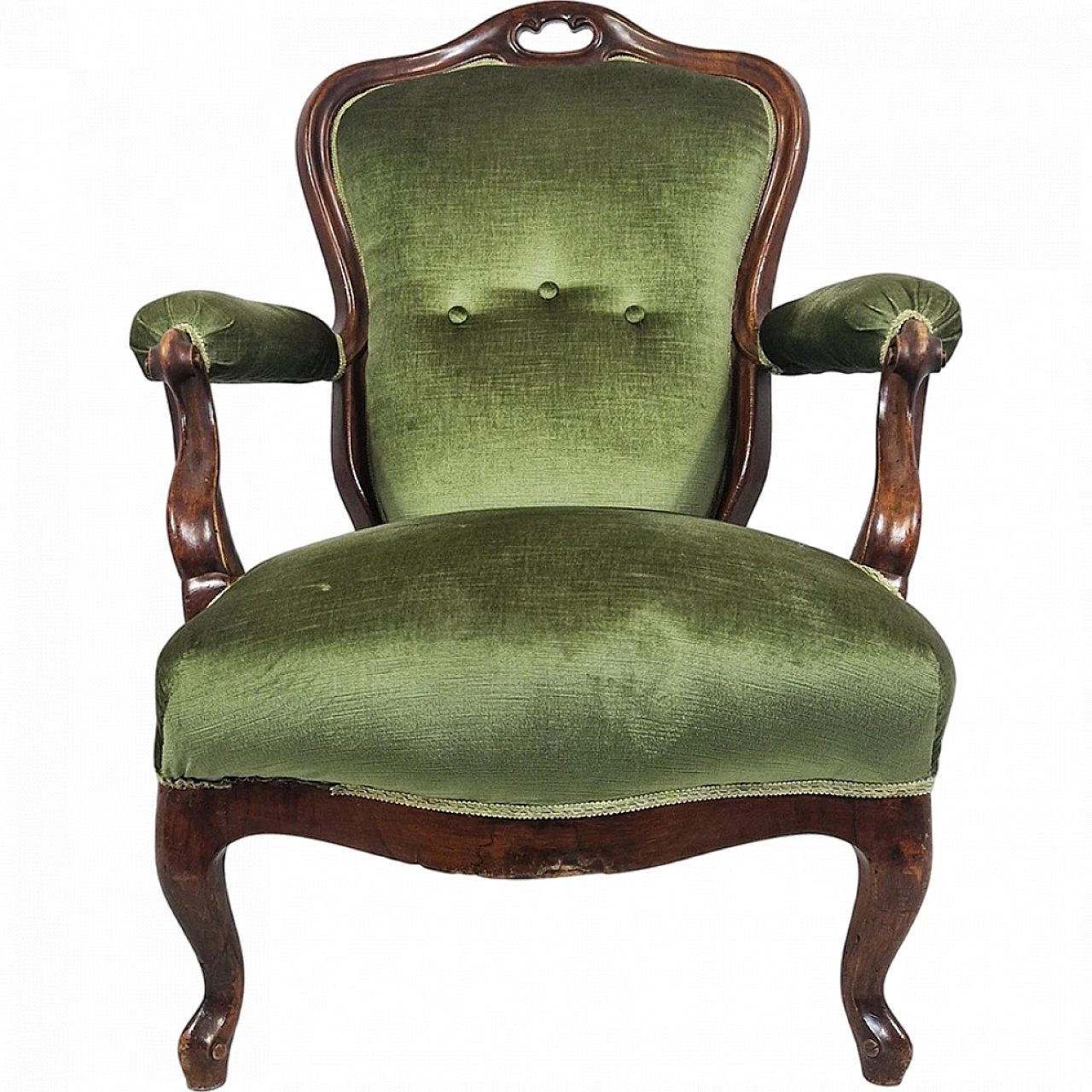 Green desk armchair from the Louis Philippe era, 19th century 8