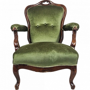 Green desk armchair from the Louis Philippe era, 19th century