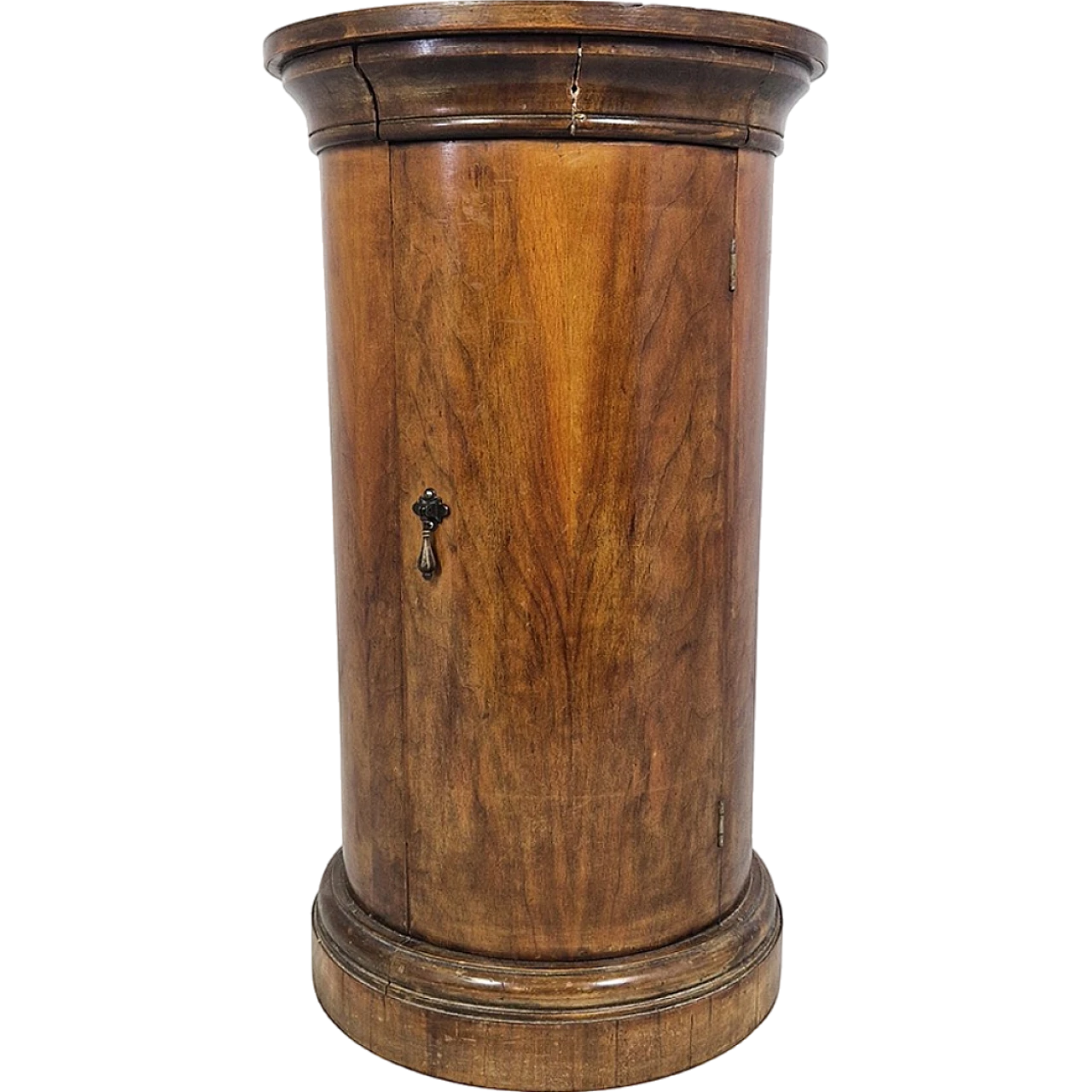 Empire wooden cylinder bedside table, 19th century 7