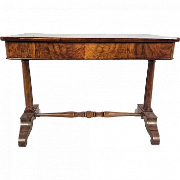 Walnut veneer desk with drawer, 19th century