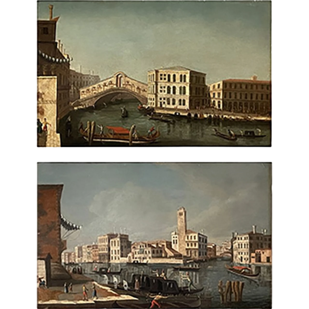 Francesco Tironi, Pair of Venetian views, framed oil, 18th century 25