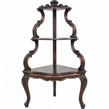 Louis Philippe style corner wooden etagere, 19th century