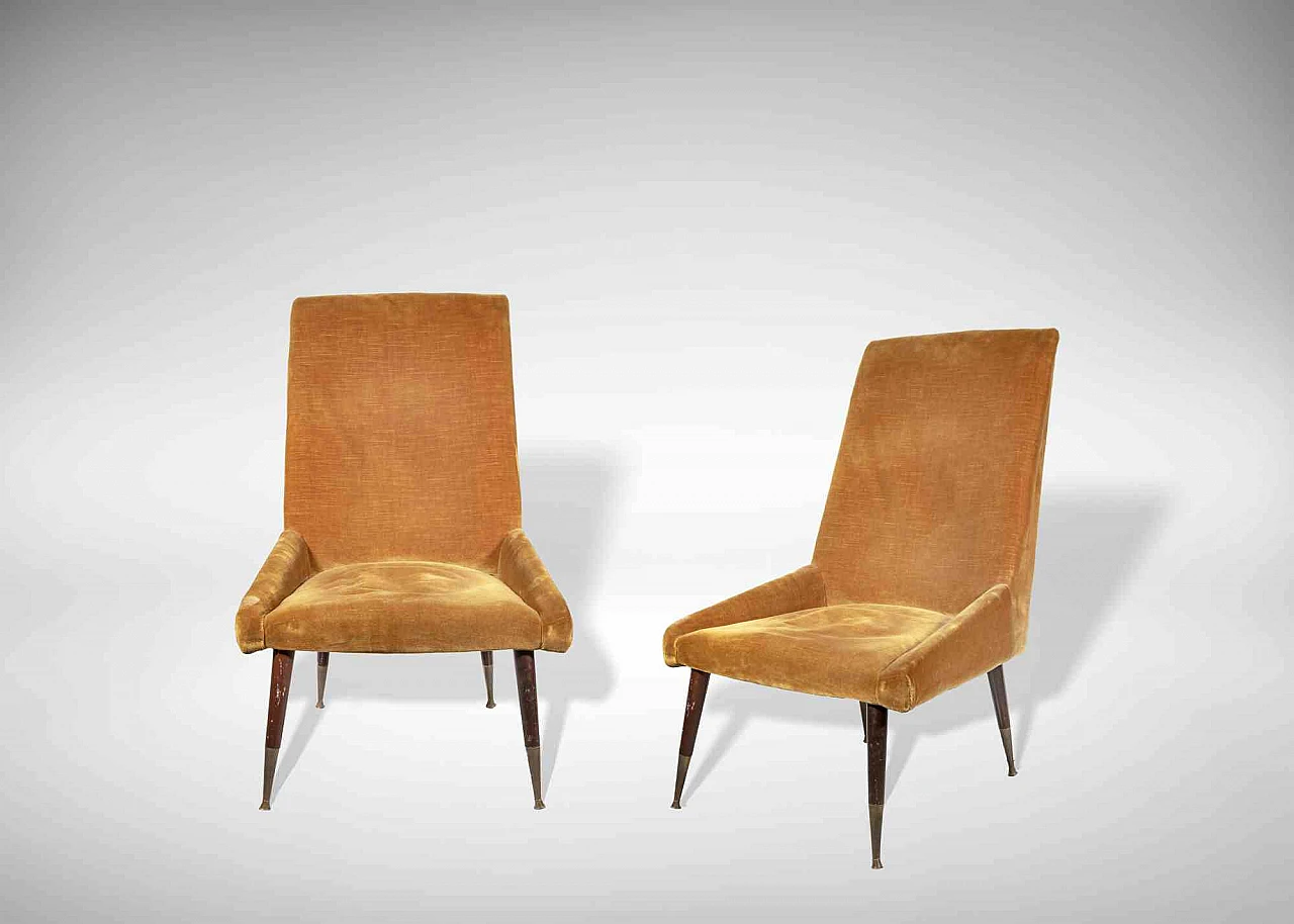 Anonymous, Pair of Vitange Armchairs Italian Production - Mid-20th Century 1940s-1950s 1