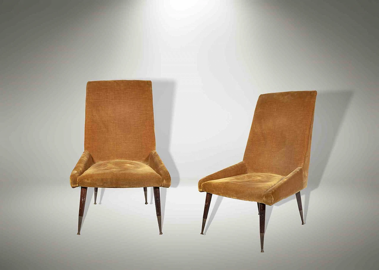 Anonymous, Pair of Vitange Armchairs Italian Production - Mid-20th Century 1940s-1950s 4