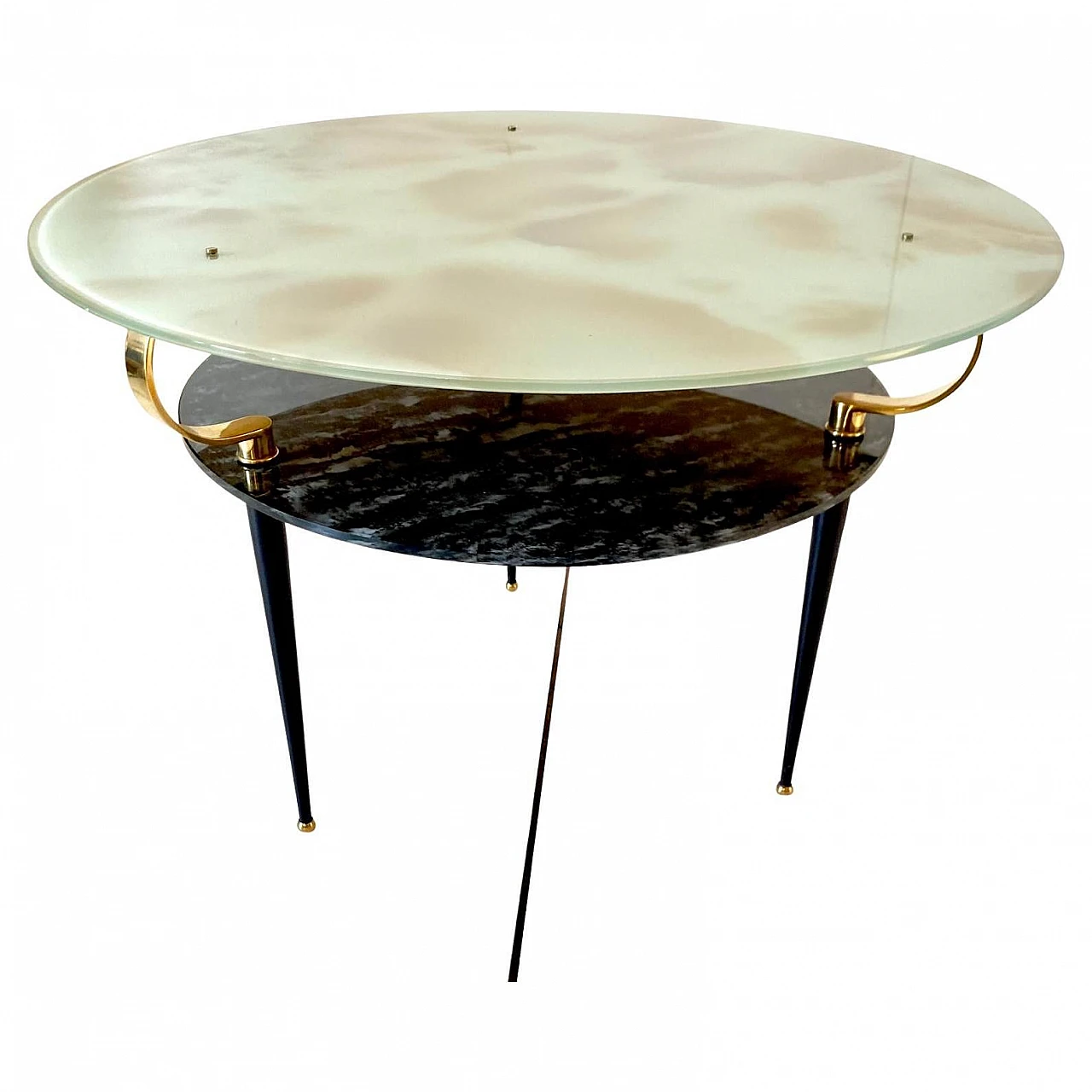 Marbled glass coffee table in the style of Fontana Arte 1