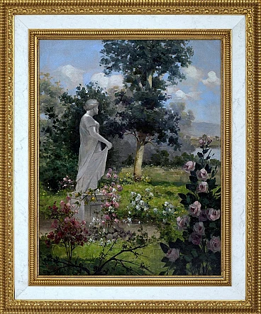 Garden by Antonio Celli, oil on canvas with frame, 2000s