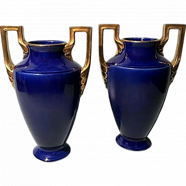 Pair of French ceramic vases by Orchies, 1930s