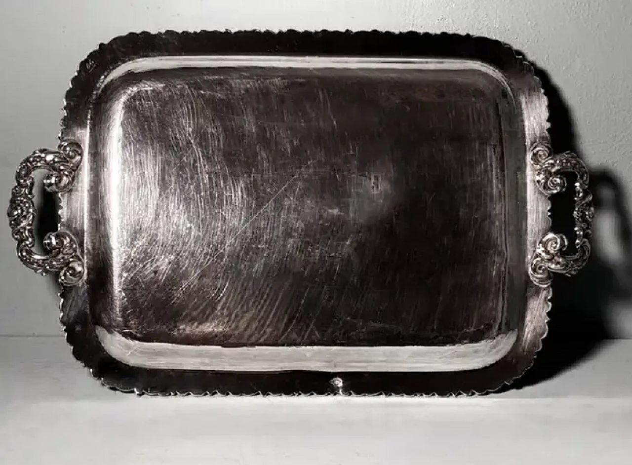 English engraved Sheffield tray with handles, mid-19th century 4