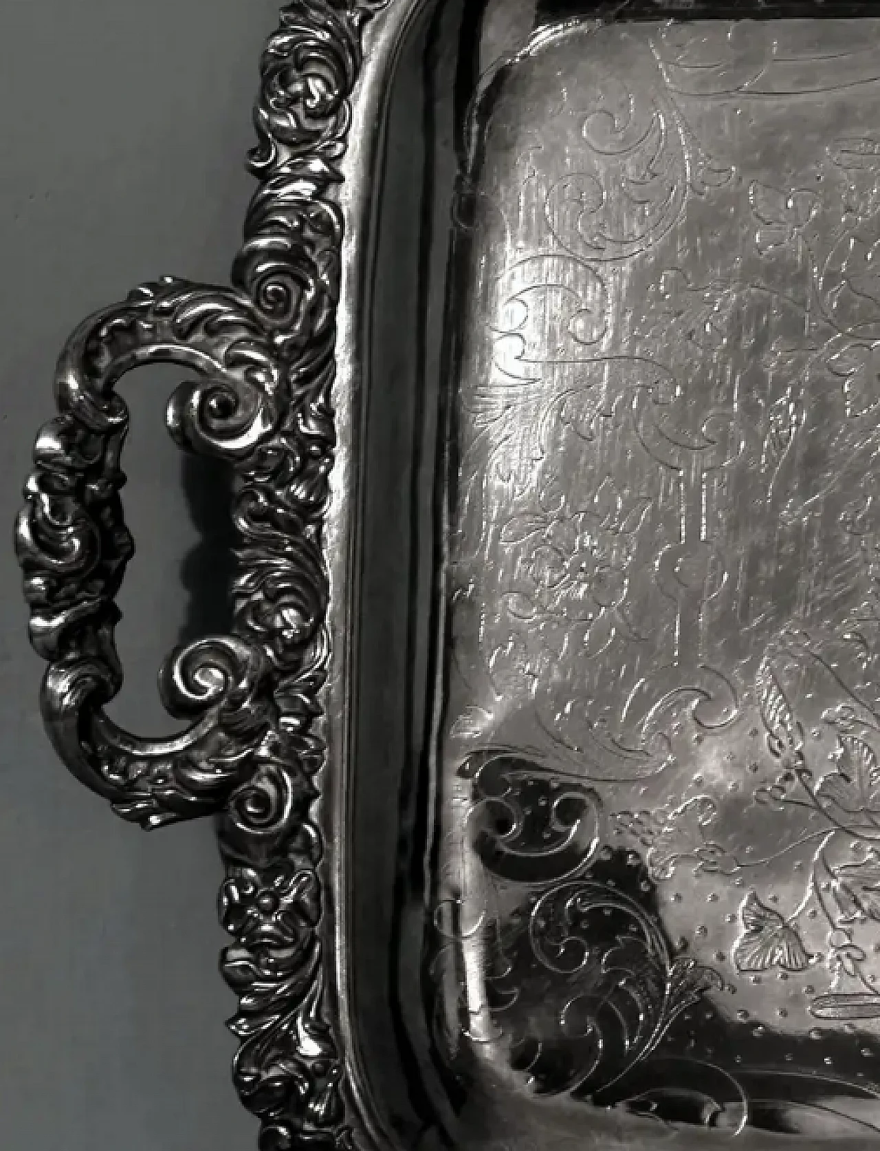 English engraved Sheffield tray with handles, mid-19th century 7