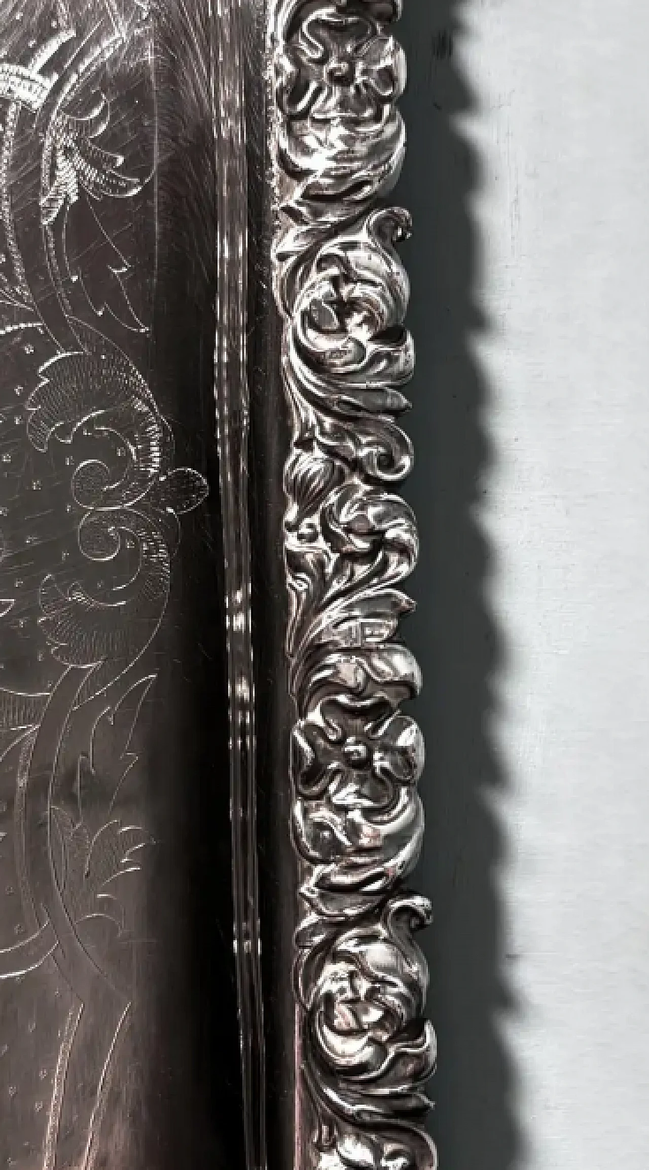 English engraved Sheffield tray with handles, mid-19th century 11