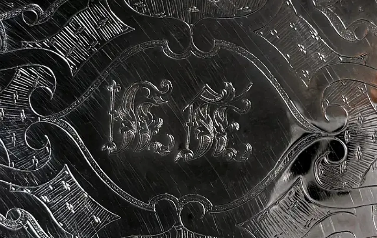 English engraved Sheffield tray with handles, mid-19th century 13