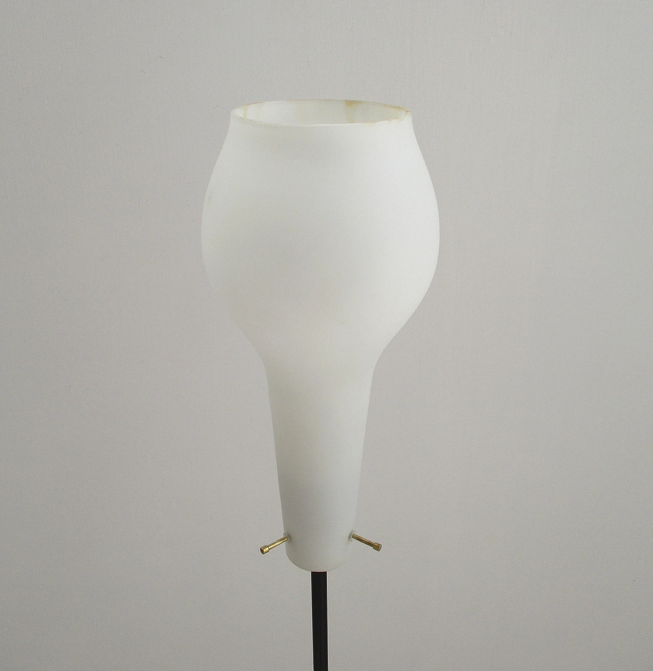 Stilnovo floor lamp in brass and opaline glass, 1950s 4