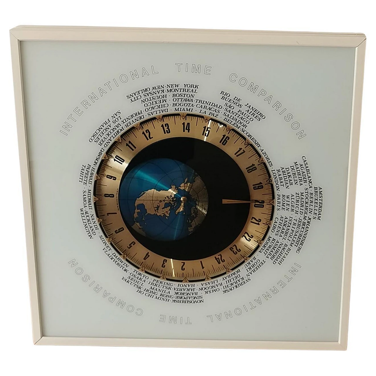 Time Comparison world clock with International time, 1980s 1