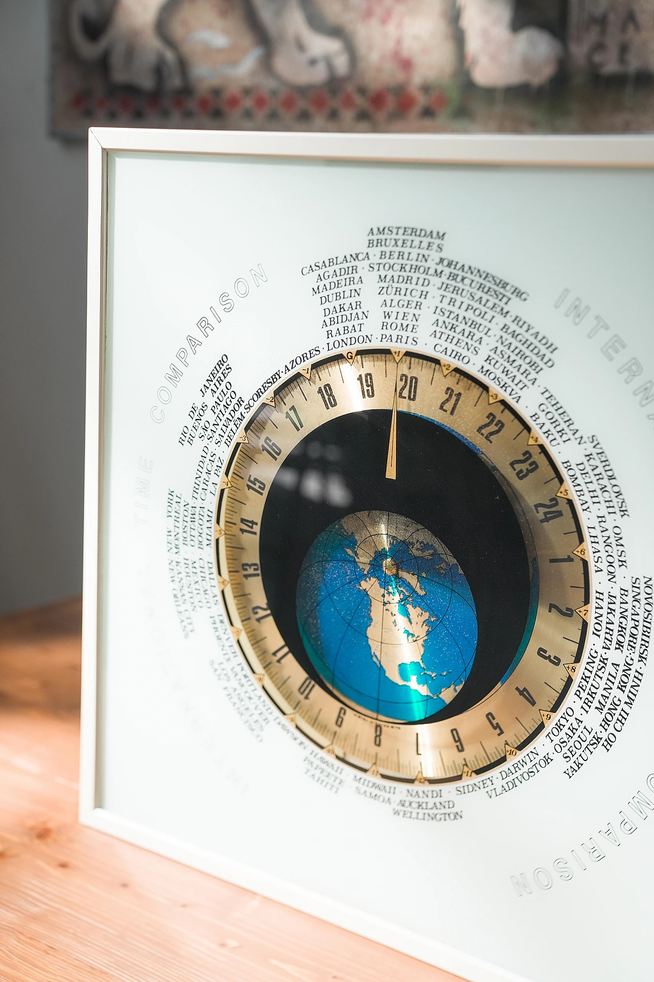 Time Comparison world clock with International time, 1980s 2