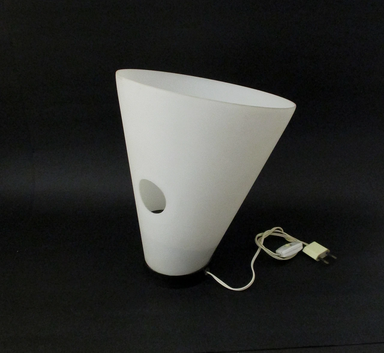 Conic Stilnovo lamp in opaline glass and metal, 1950s 1