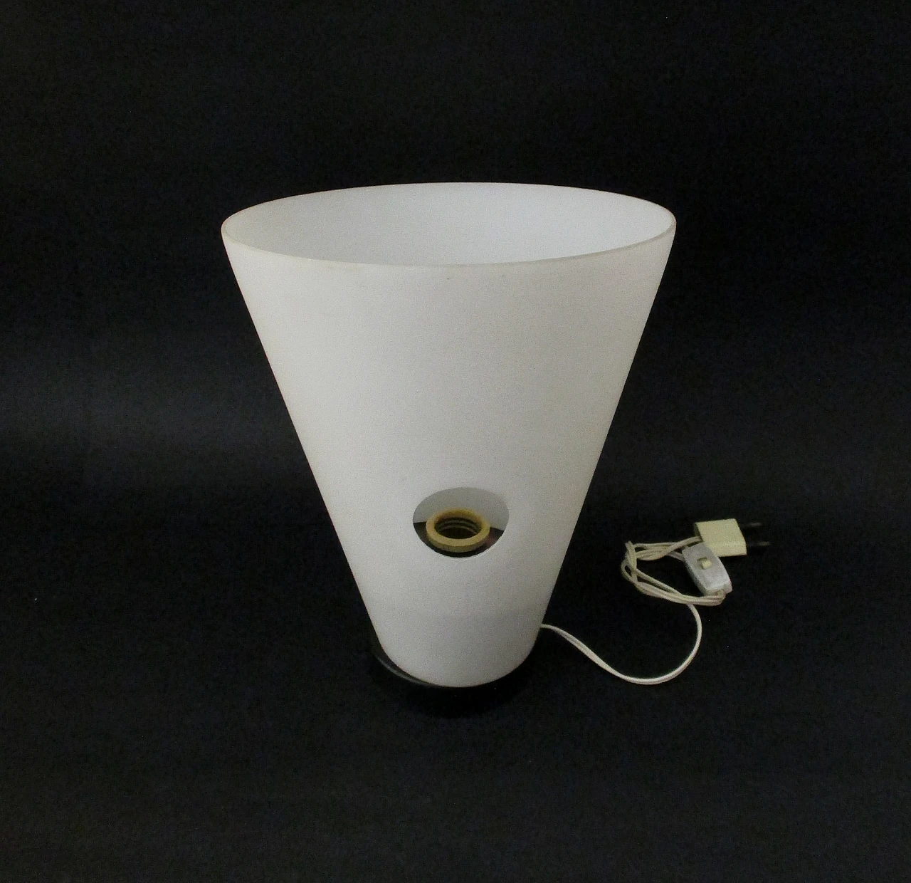 Conic Stilnovo lamp in opaline glass and metal, 1950s 2