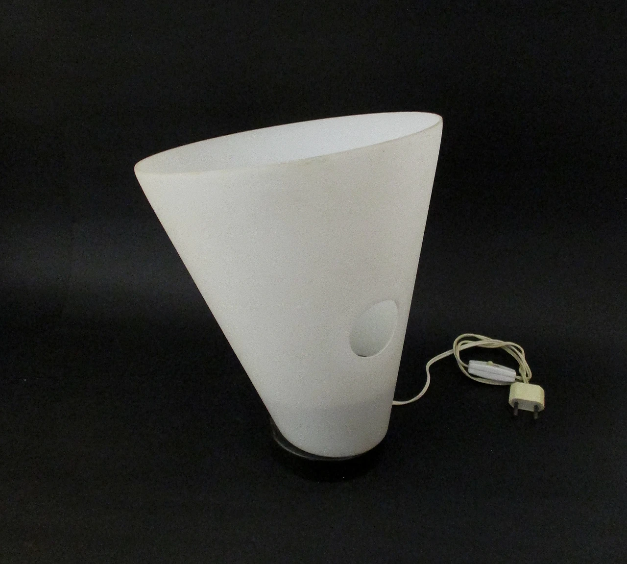 Conic Stilnovo lamp in opaline glass and metal, 1950s 3