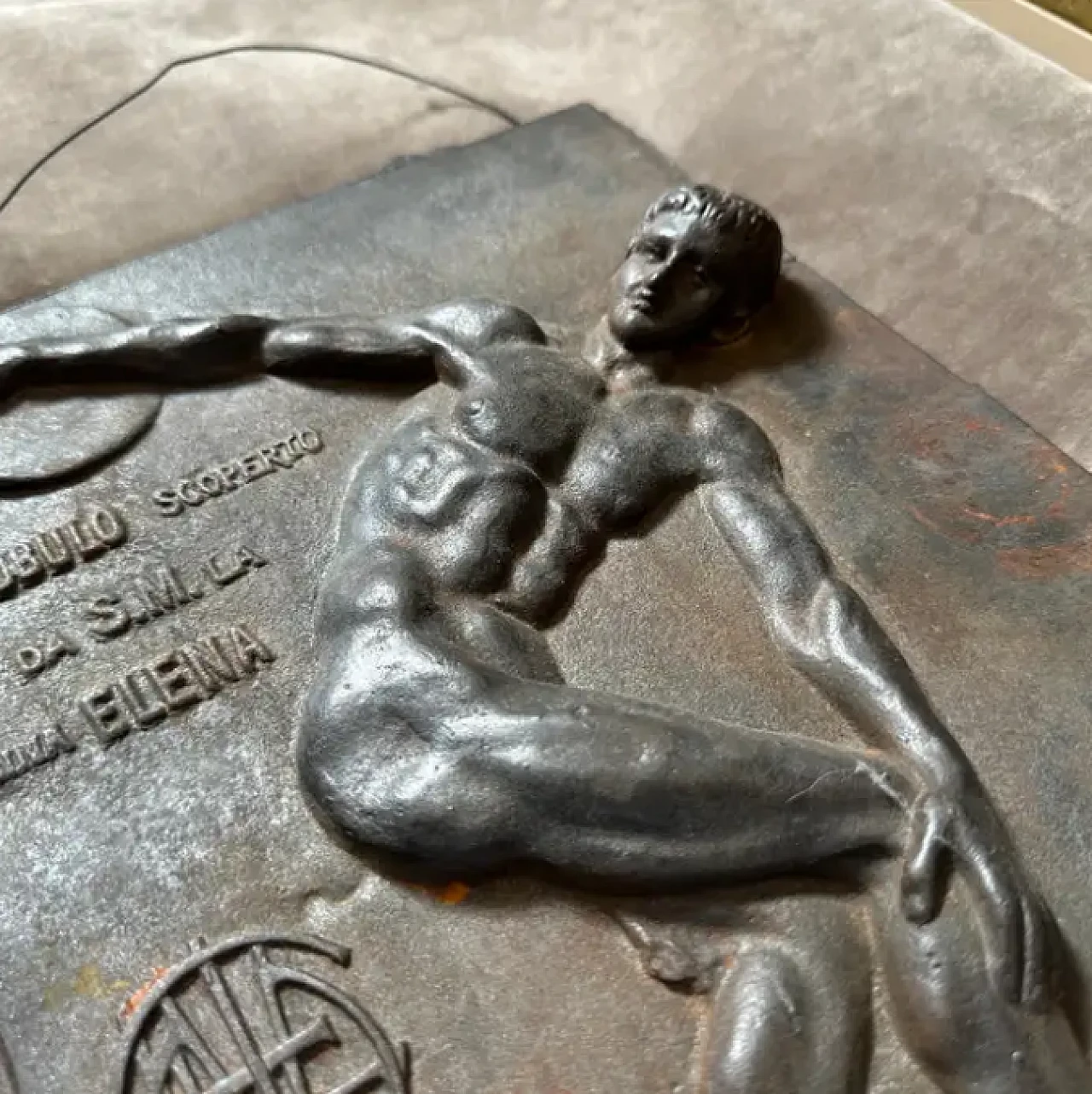 Bronze panel with relief of a Discobolus, 1950s 2